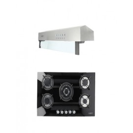 Combo Parrilla 86 cm cristal templado negro y Campana Slim acero inoxidable 80 cm