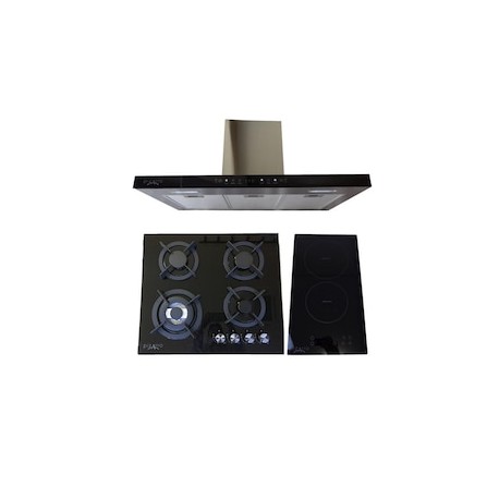 Campana de pared Pizarro Aregencat de metal y vidrio + Parrilla a gas + Parrilla inducción