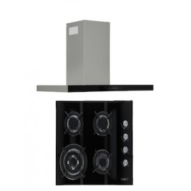 Combo Odipo Parrilla Cristal Templado Negro 60 cm 5q y Campana Pared T Pantalla Touch 85 cm