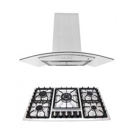 Combo campana de isla y parrilla Supra Terni de acero inoxidable
