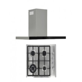 Combo Parrilla acero inoxidable 60cm 5q y Campana Pared T Pantalla Touch 85 cm