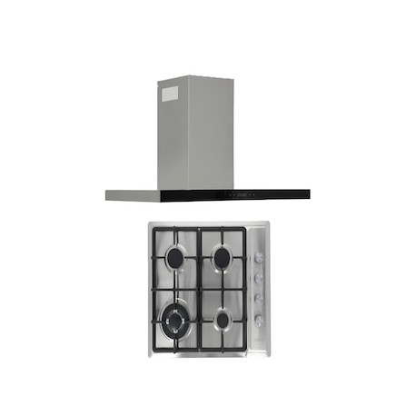 Combo Parrilla acero inoxidable 60cm 5q y Campana Pared T Pantalla Touch 85 cm