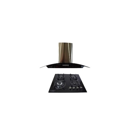 Combo campana de pared Pizarro Genova de cristal templado + Parrilla Luca