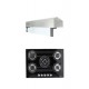 Combo Odipo Parrilla 76 cm cristal templado negro y Campana Slim acero inoxidable 80 cm