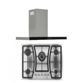 Combo Parrilla acero inoxidable 76 cm 5q y Campana Pared T Pantalla Touch 85 cm