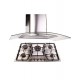 Combo Parrilla 76 cm acero inox 5 Q + Campana 90 cm cristal curvo tipo pared cont elec